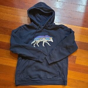 Patagonia Back For Good Wolf Uprisal Hoodie Navy Blue Size Large